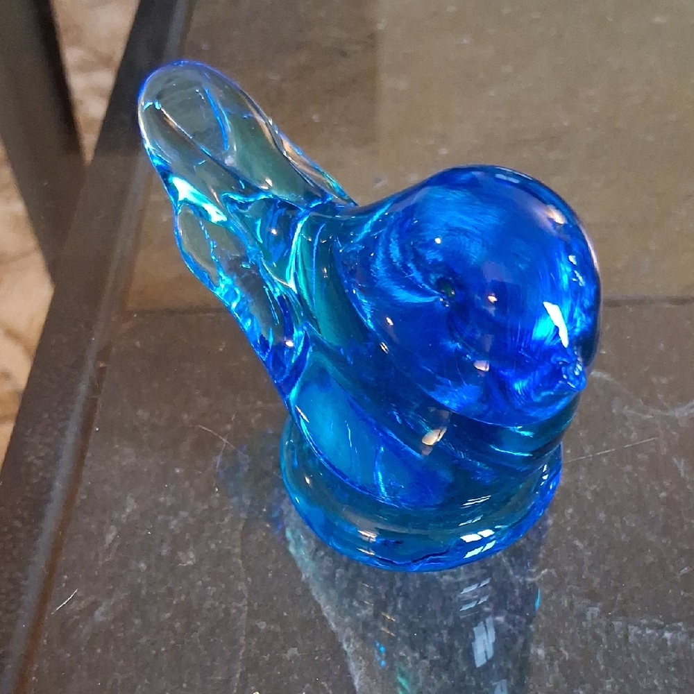 ETCHED LEO WARD 1988 GLASS BLUE BIRD